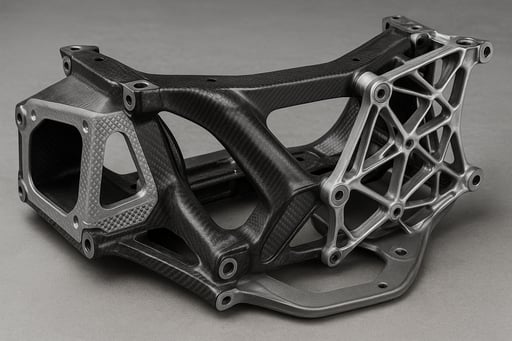 Technische Leichtbau-Konstruktion mit innovativen Materialien und optimierter Struktur für Fahrzeugentwicklung